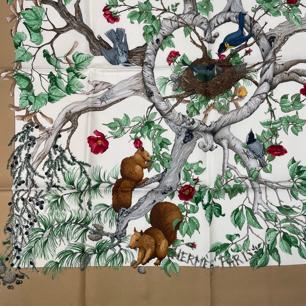 Hermes Carre 90 AU Coeur Des Bois in the Woods Scarf Silk Blawan — view 4