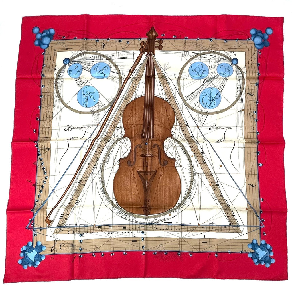 Hermes Scarf Silk Carre 90 Music Played by Spheres la Musique Des