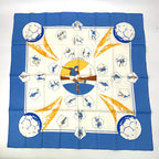 Hermes Scarf Silk Carre 90 Vive les Champions! Viva Soccer Blue