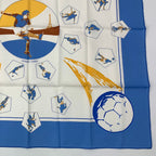 Hermes Scarf Silk Carre 90 Vive les Champions! Viva Soccer Blue — view 5