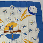 Hermes Scarf Silk Carre 90 Vive les Champions! Viva Soccer Blue — view 3
