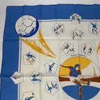 Hermes Scarf Silk Carre 90 Vive les Champions! Viva Soccer Blue — view 2