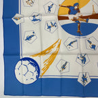 Hermes Scarf Silk Carre 90 Vive les Champions! Viva Soccer Blue — view 4