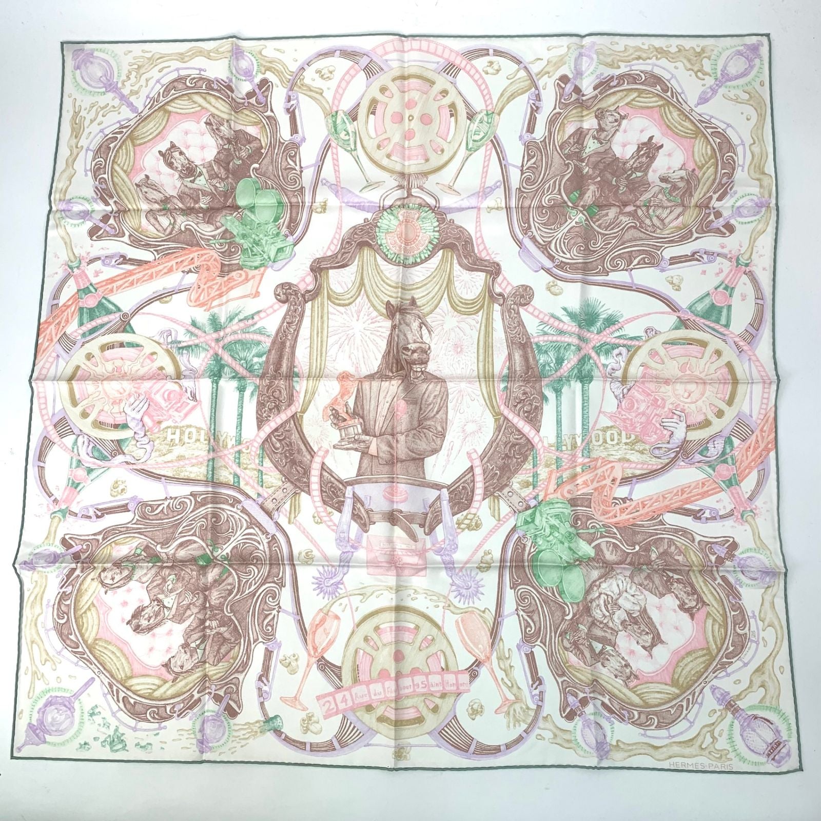 Hermes Scarf Carre 90 Silk the Horseawards Horse Awards Pink