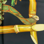 Hermes Carre 90 Jardin Creole Cles Or's Paradise Silk Scarf Black — view 6