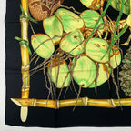 Hermes Carre 90 Jardin Creole Cles Or's Paradise Silk Scarf Black — view 4