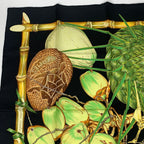 Hermes Carre 90 Jardin Creole Cles Or's Paradise Silk Scarf Black — view 2