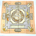 Hermes Carre 90 le Geographe Geographer Silk 100% Beige Scarf