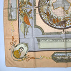 Hermes Carre 90 le Geographe Geographer Silk 100% Beige Scarf — view 4
