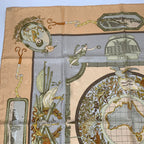 Hermes Carre 90 le Geographe Geographer Silk 100% Beige Scarf — view 2
