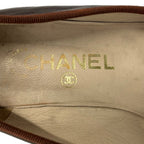 Chanel Flat Shoes 37 Dark Brown Black Ribbon Leather Lambskin — view 5