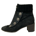 Chanel Short Boots 37 C Black Silver Wool