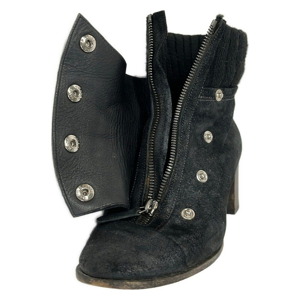 Chanel Short Boots 37 C Black Silver Wool — view 5