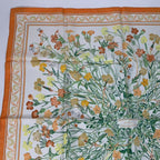 Hermes Carre 90 Wild Carnation and Dianthus Silk Scarf Orange — view 2