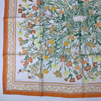 Hermes Carre 90 Wild Carnation and Dianthus Silk Scarf Orange — view 4