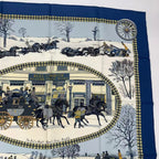 Hermes Carre 90 Mail Lhiver en Poste Scarf Silk Blue — view 3