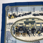 Hermes Carre 90 Mail Lhiver en Poste Scarf Silk Blue — view 2