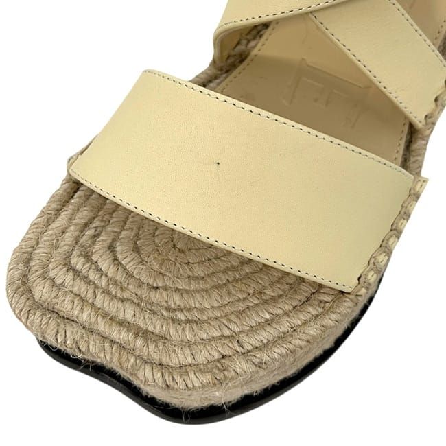 Loewe Thick Sole Sandals Beige Light Yellow Leather Wedge — view 5