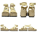 Loewe Thick Sole Sandals Beige Light Yellow Leather Wedge — view 2