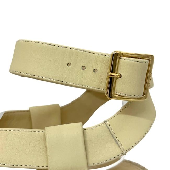 Loewe Thick Sole Sandals Beige Light Yellow Leather Wedge — view 6