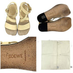 Loewe Thick Sole Sandals Beige Light Yellow Leather Wedge — view 3