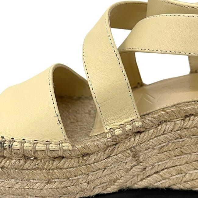 Loewe Thick Sole Sandals Beige Light Yellow Leather Wedge — view 7