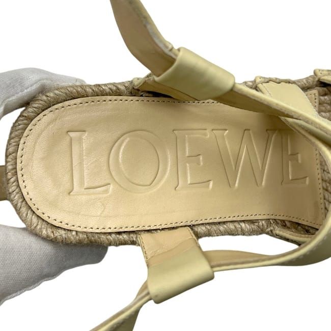 Loewe Thick Sole Sandals Beige Light Yellow Leather Wedge — view 4