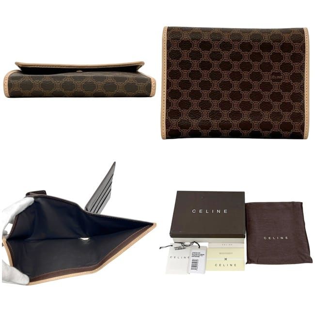 Celine Trifold Wallet Brown Macadam Leather YS 10 15 — view 2