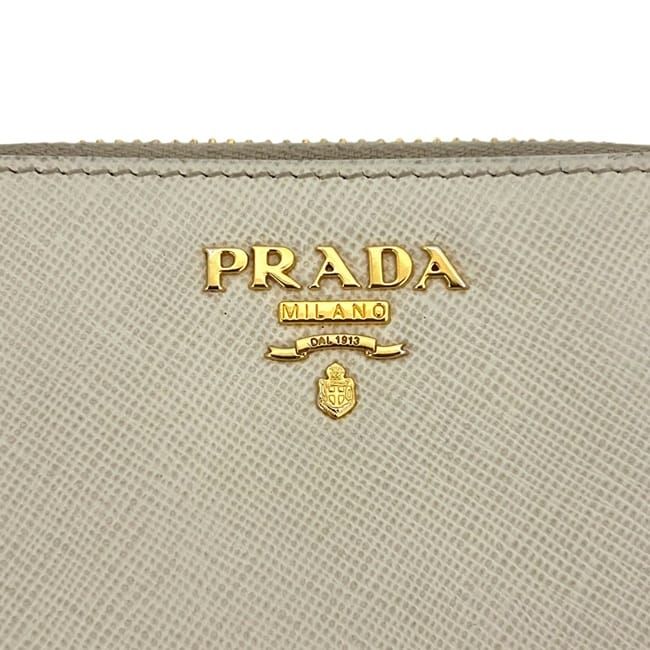 Prada Bifold Wallet Beige White Cera with Coin Purse Saffiano Leather — view 8