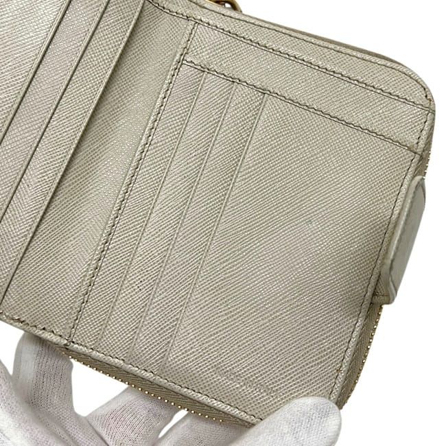 Prada Bifold Wallet Beige White Cera with Coin Purse Saffiano Leather — view 6