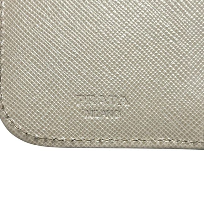 Prada Bifold Wallet Beige White Cera with Coin Purse Saffiano Leather — view 5