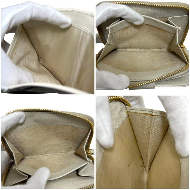 Prada Bifold Wallet Beige White Cera with Coin Purse Saffiano Leather — view 4