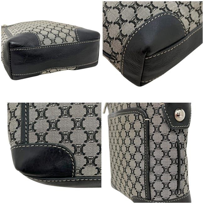 Celine Shoulder Bag Gray Black Macadam Crossbody Nylon Leather 16 — view 8