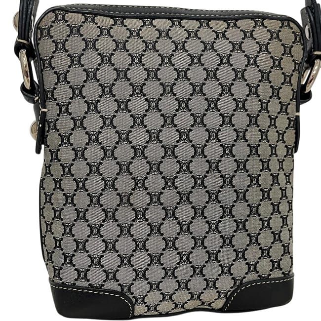 Celine Shoulder Bag Gray Black Macadam Crossbody Nylon Leather 16 — view 7
