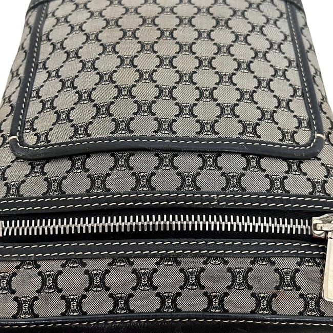 Celine Shoulder Bag Gray Black Macadam Crossbody Nylon Leather 16 — view 6