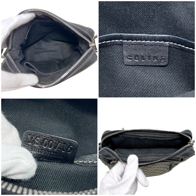 Celine Shoulder Bag Gray Black Macadam Crossbody Nylon Leather 16 — view 3