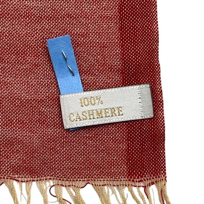Chanel Shawl Red CC Logo Already Cleaned Fringe Cashmere 100% Chanek Scarf — view 5