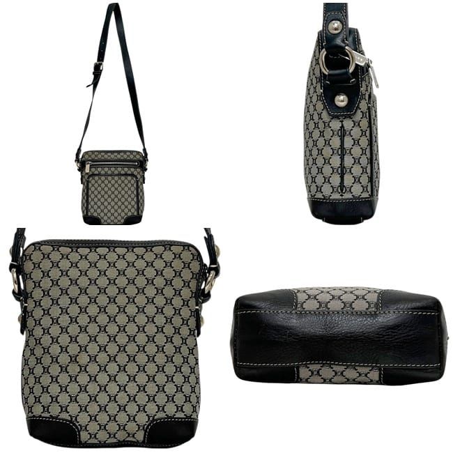 Celine Shoulder Bag Gray Black Macadam Crossbody Nylon Leather 16 — view 2