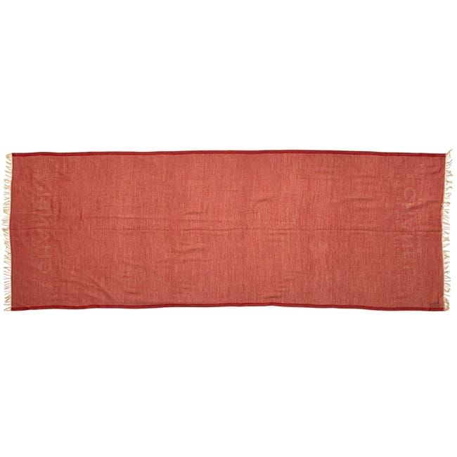 Chanel Shawl Red CC Logo Already Cleaned Fringe Cashmere 100% Chanek Scarf — view 3