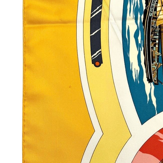 Hermes Scarf Carre 90 Yellow Belles Amures Aesthetics of Sails Already Cleaned — view 5