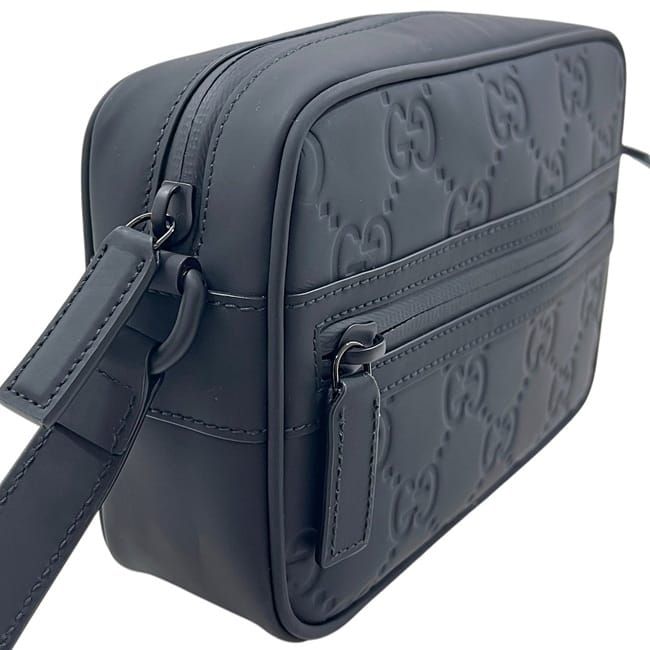 Gucci Shoulder Bag Black GG Crossbody Rubber Effect — view 7