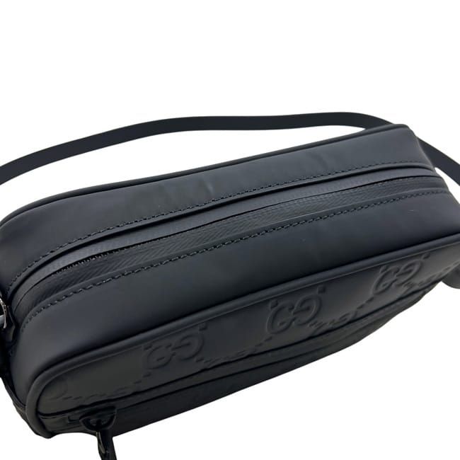 Gucci Shoulder Bag Black GG Crossbody Rubber Effect — view 6