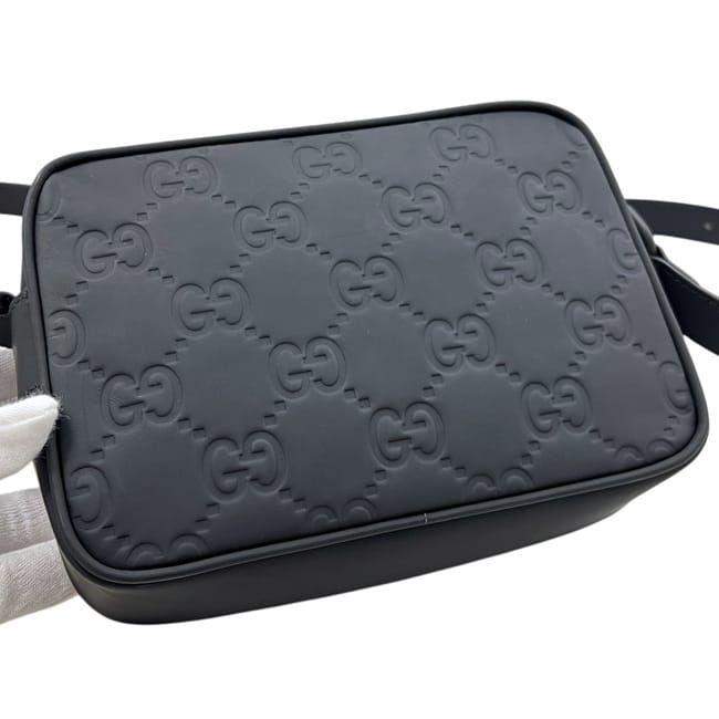 Gucci Shoulder Bag Black GG Crossbody Rubber Effect — view 9