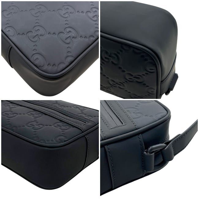Gucci Shoulder Bag Black GG Crossbody Rubber Effect — view 4