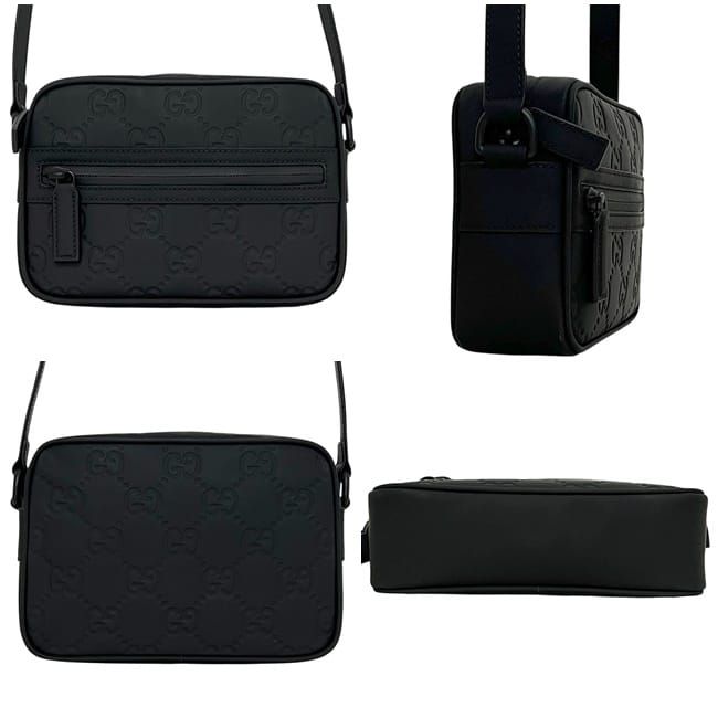 Gucci Shoulder Bag Black GG Crossbody Rubber Effect — view 2