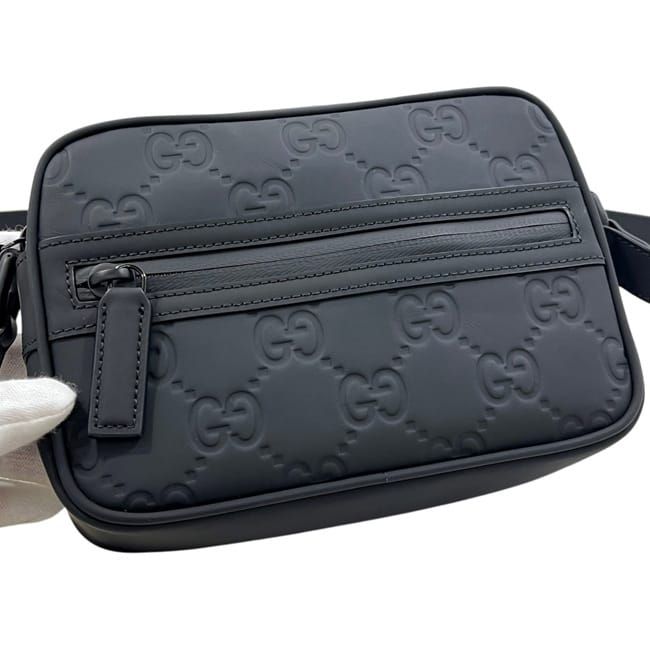 Gucci Shoulder Bag Black GG Crossbody Rubber Effect — view 8