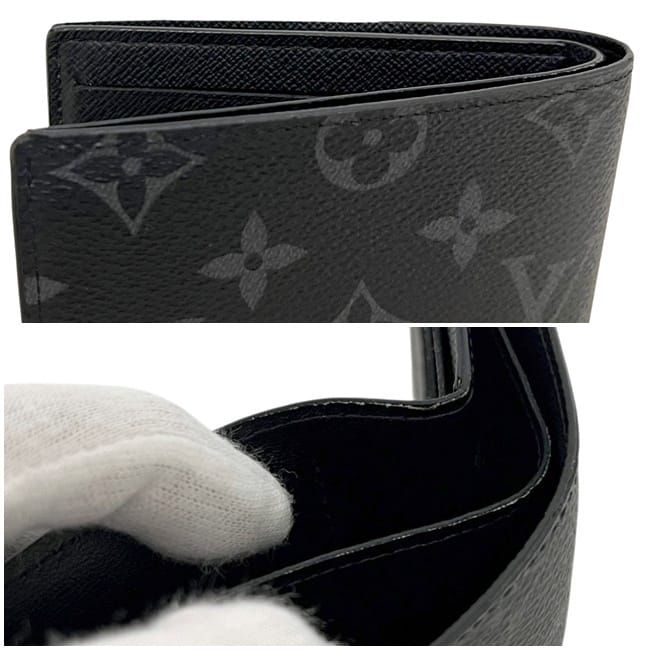 Louis Vuitton Bifold Wallet Portefeuille Marco NM Black Monogram Eclipse Canvas — view 3
