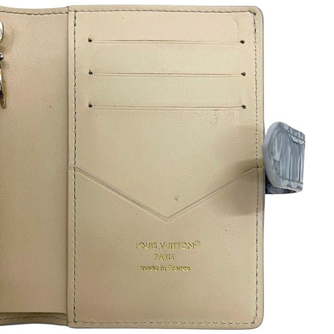 Louis Vuitton Bifold Wallet Vertical Compact Light Blue Taurillon Leather Croco — view 4