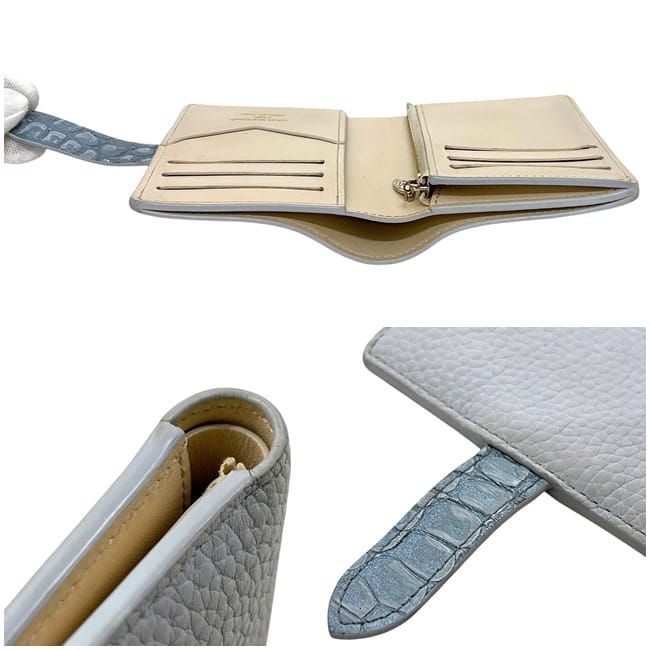 Louis Vuitton Bifold Wallet Vertical Compact Light Blue Taurillon Leather Croco — view 5