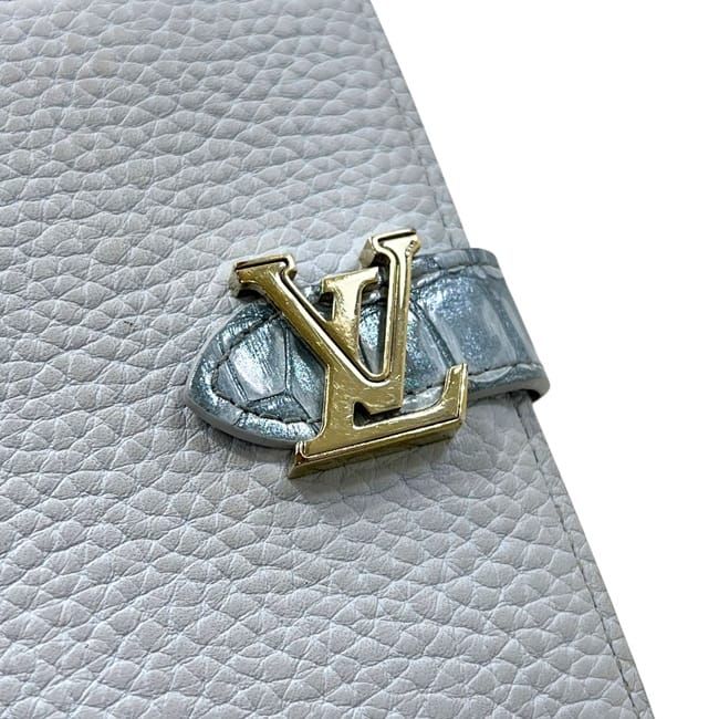Louis Vuitton Bifold Wallet Vertical Compact Light Blue Taurillon Leather Croco — view 8